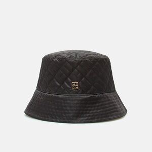 Carolina Herrera Black Textured Bucket Hat with Gold Emblem